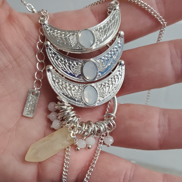 New Spirit Opalesque Triple Moon Crystal Necklace. - Picture 3 of 10